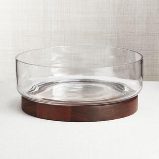 Prospect Wood Base Glass Serving Bowl