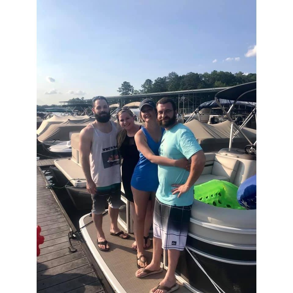 Pontoon boat day on the lake in Lexington, SC with Megan and C.J. Barton.