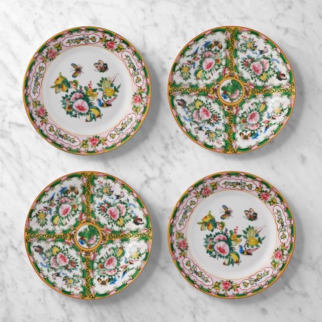 Famille Rose Salad Plates, Set of 4, Mixed Pink