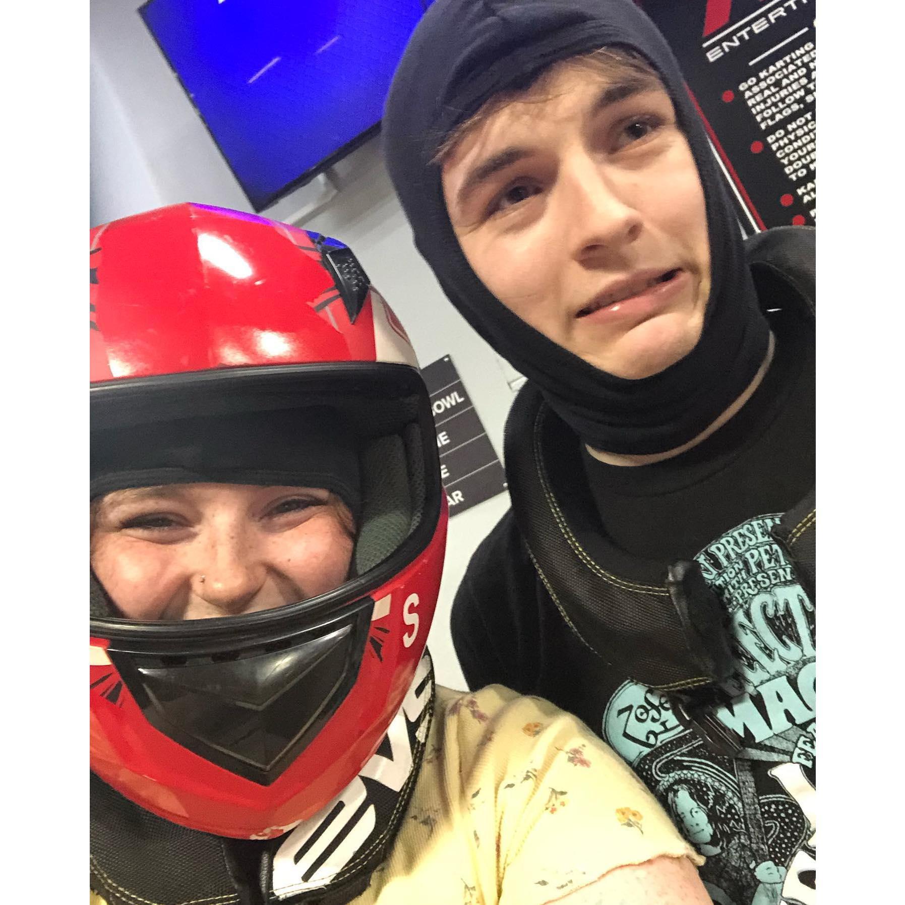 Gearing up to race each other at RI Indoor Karting