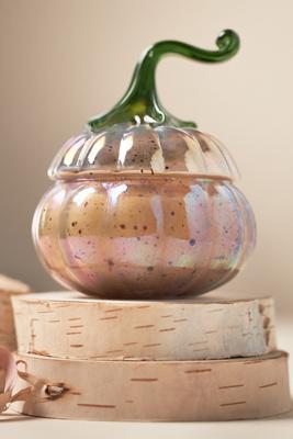 Woody White Birch & Pumpkin Mini Glass Pumpkin Candle
