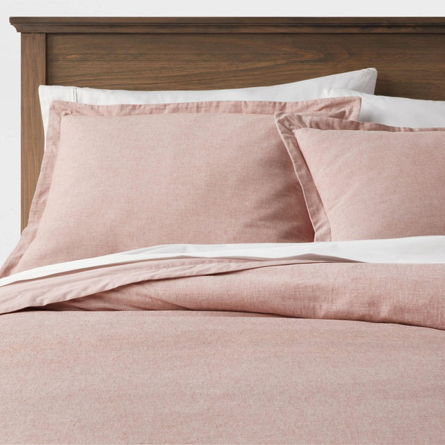 King Cotton Linen Chambray Duvet Cover & Sham Set Terracotta - Threshold™