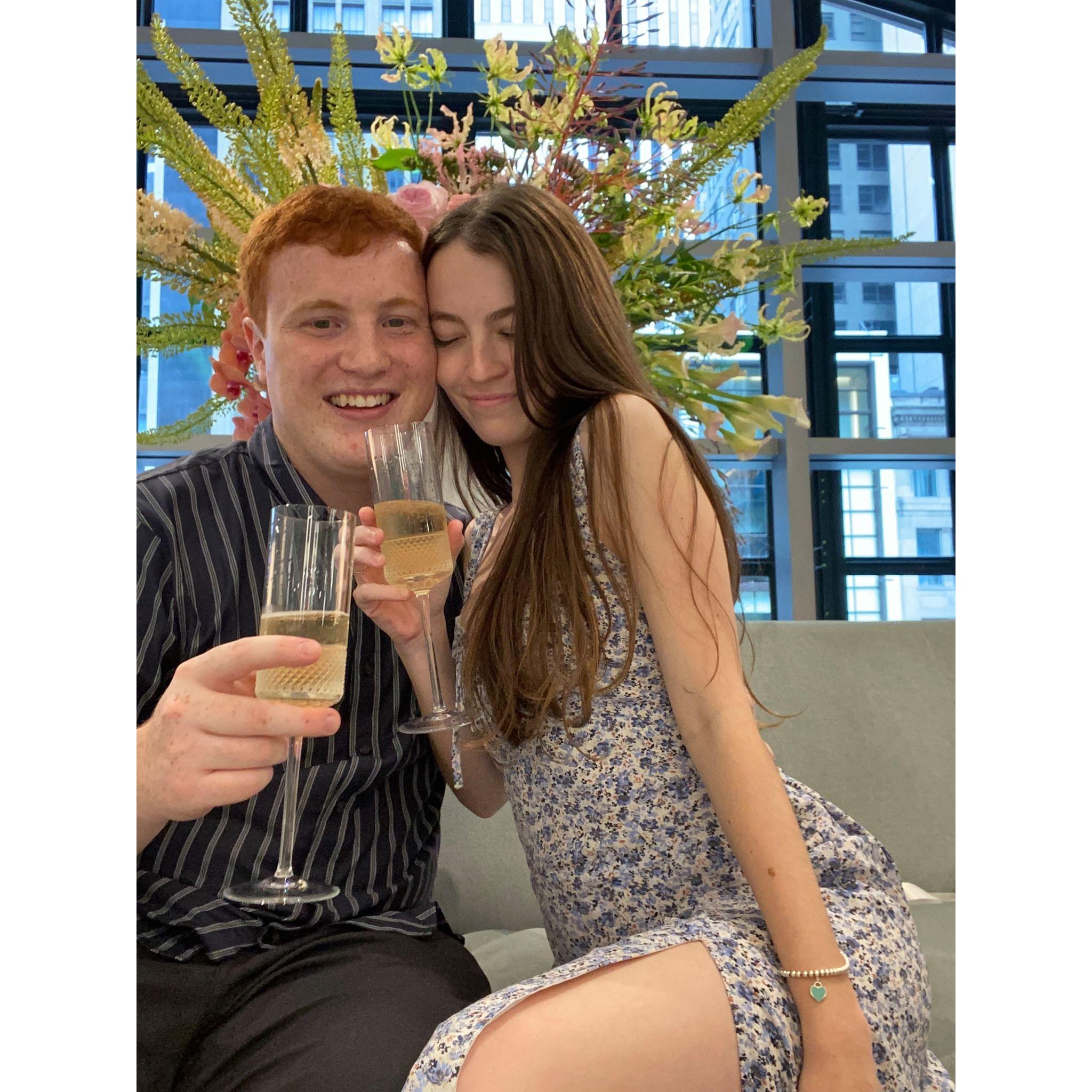 Our champagne toast at Tiffany.