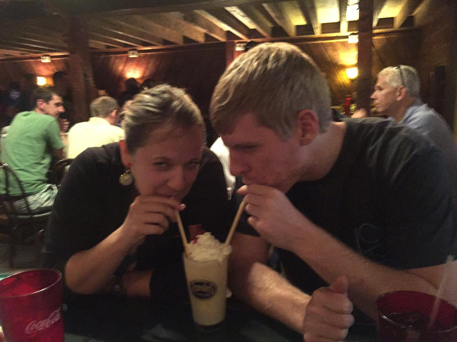 Sharing a milkshake at The Rookery in Macon