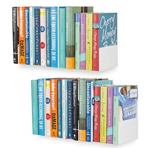 Wallniture U Shape Floating Metal Bookshelf White Set of 2