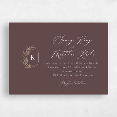 Chocolate, Brown Wedding Invitation - Eyota Landscape