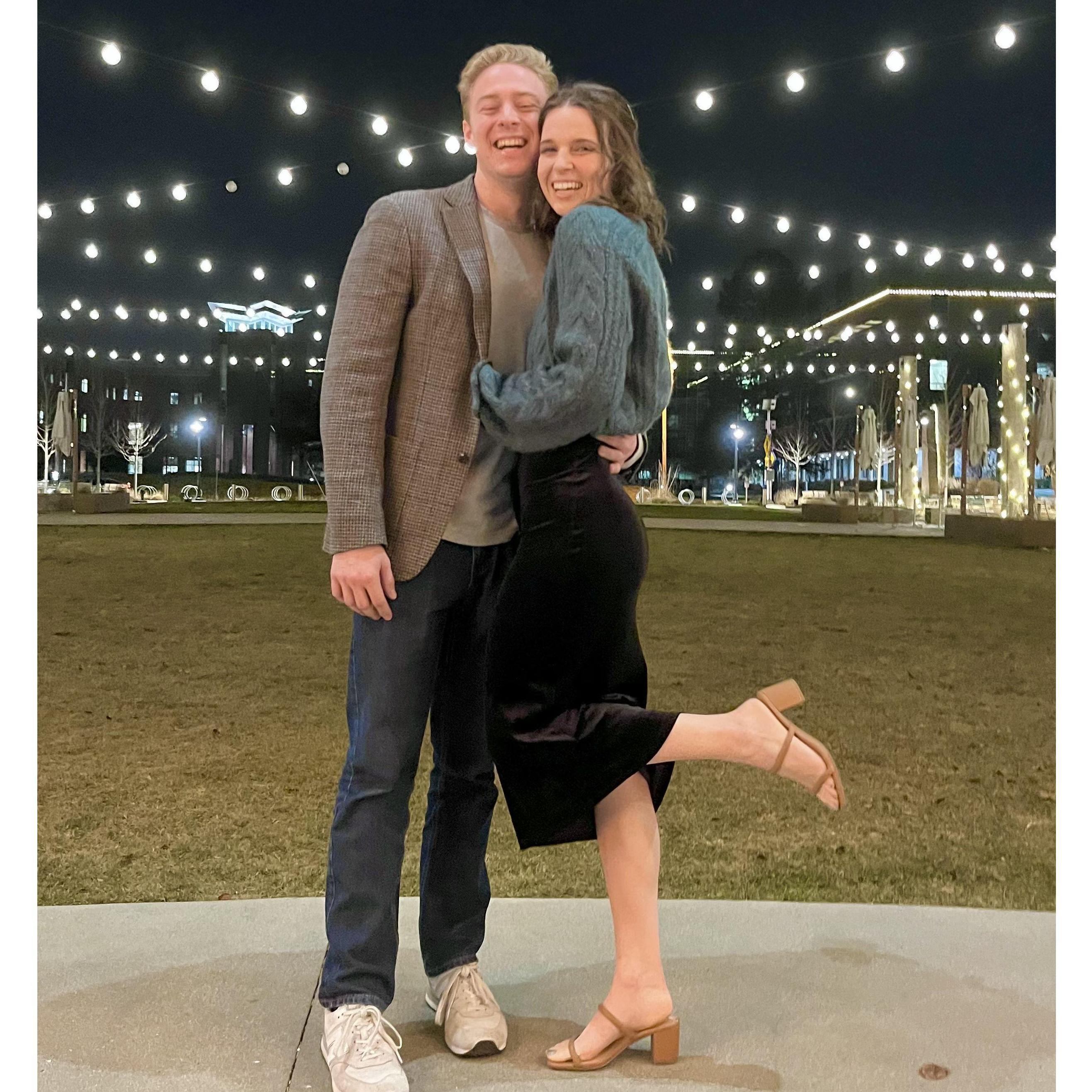 A night out at Caroline's class holiday party in 2023. One of those nights where you just know this person is the person for you!