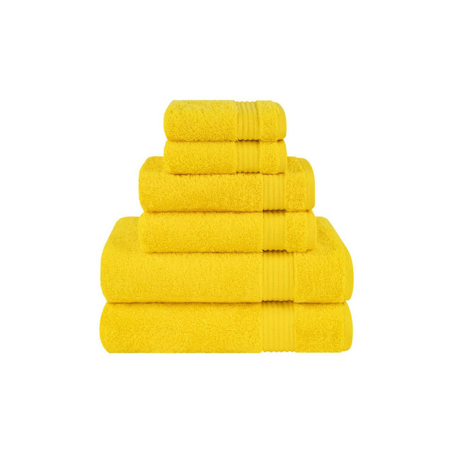 American Soft Linen Bekos 6 Piece Towel Set, 100% Cotton Bath Towel Set for Bathroom, Yellow