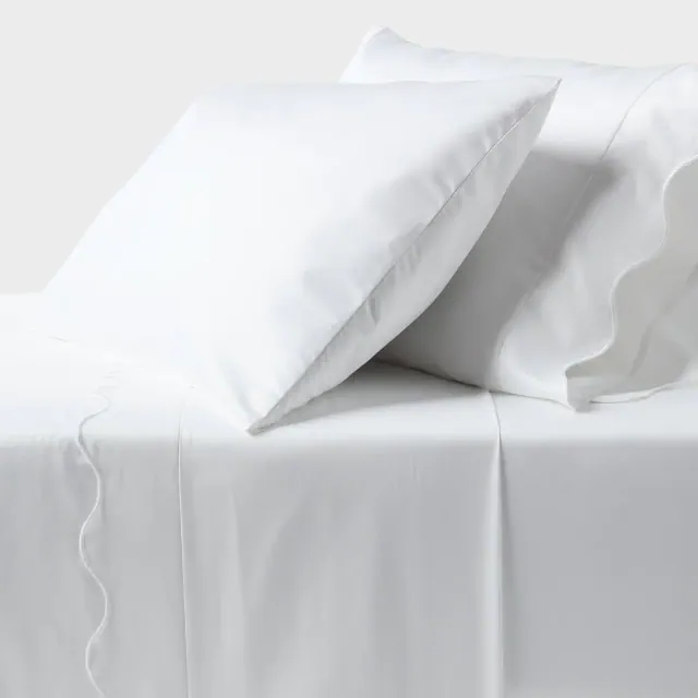 Full 400 Thread Count Performance Sheet Set White Scalloped Hem - Threshold™