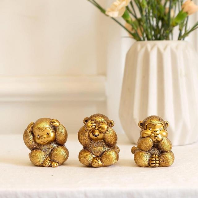 3 Wise Monkeys Statue.See no evil, hear no evil, speak no evil Monkeys Figurines.Brings Good Luck,Wisdom.Monkey Sculpture Home Decor Accents.Decoration Ornaments for Living Room,Office Decor.Gifts.