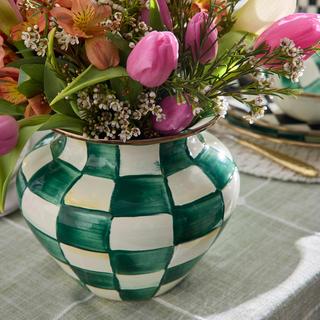 Emerald Check Stainless Steel Vase