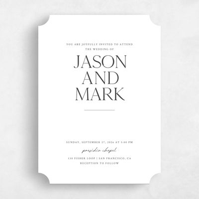 White Ticket Wedding Invitation - Celeste Classic