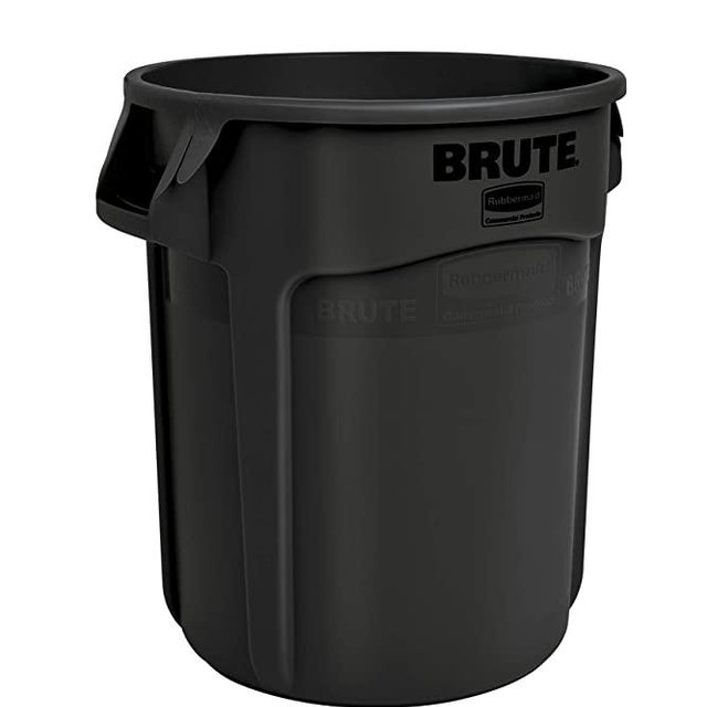 Rubbermaid Commercial Products 1926827 BRUTE Heavy-Duty Round Trash/Garbage Can, 10-Gallon, Black