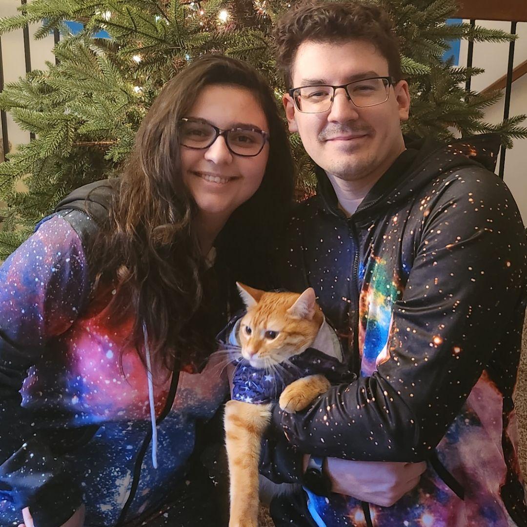 Christmas with our orange boy.