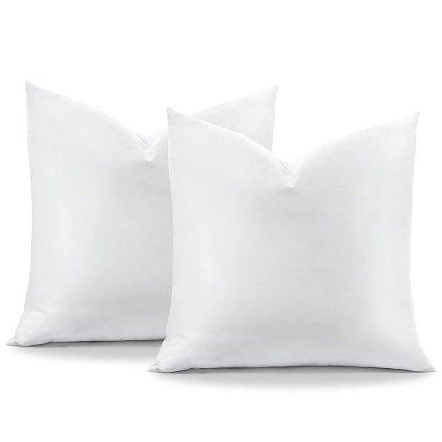 OTOSTAR Pack of 2 Down and Feather Throw Pillow Inserts, 26 x 26 Soft Fluffy Square Pillow Inserts with 100% Cotton Cover Decorative Pillows for Sofa Couch Bed-White