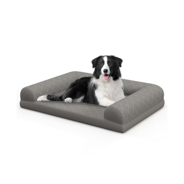Costway Orthopedic Dog Bed Medium Small Dogs with 3-Side Bolster Non-Slip Bottom Zippers