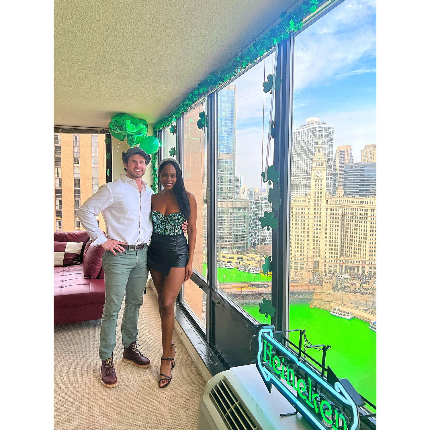 Our apartment overlooking the river for St. Patrick's Day
