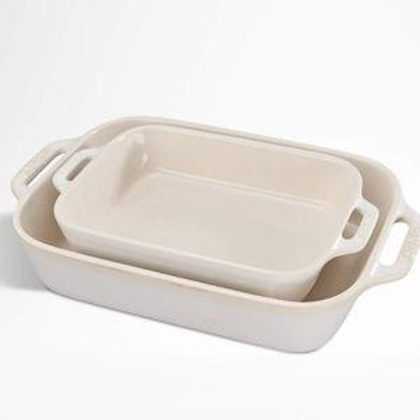 Staub 2-Piece Ceramic Baking Dish Set in Rustic Ivory
