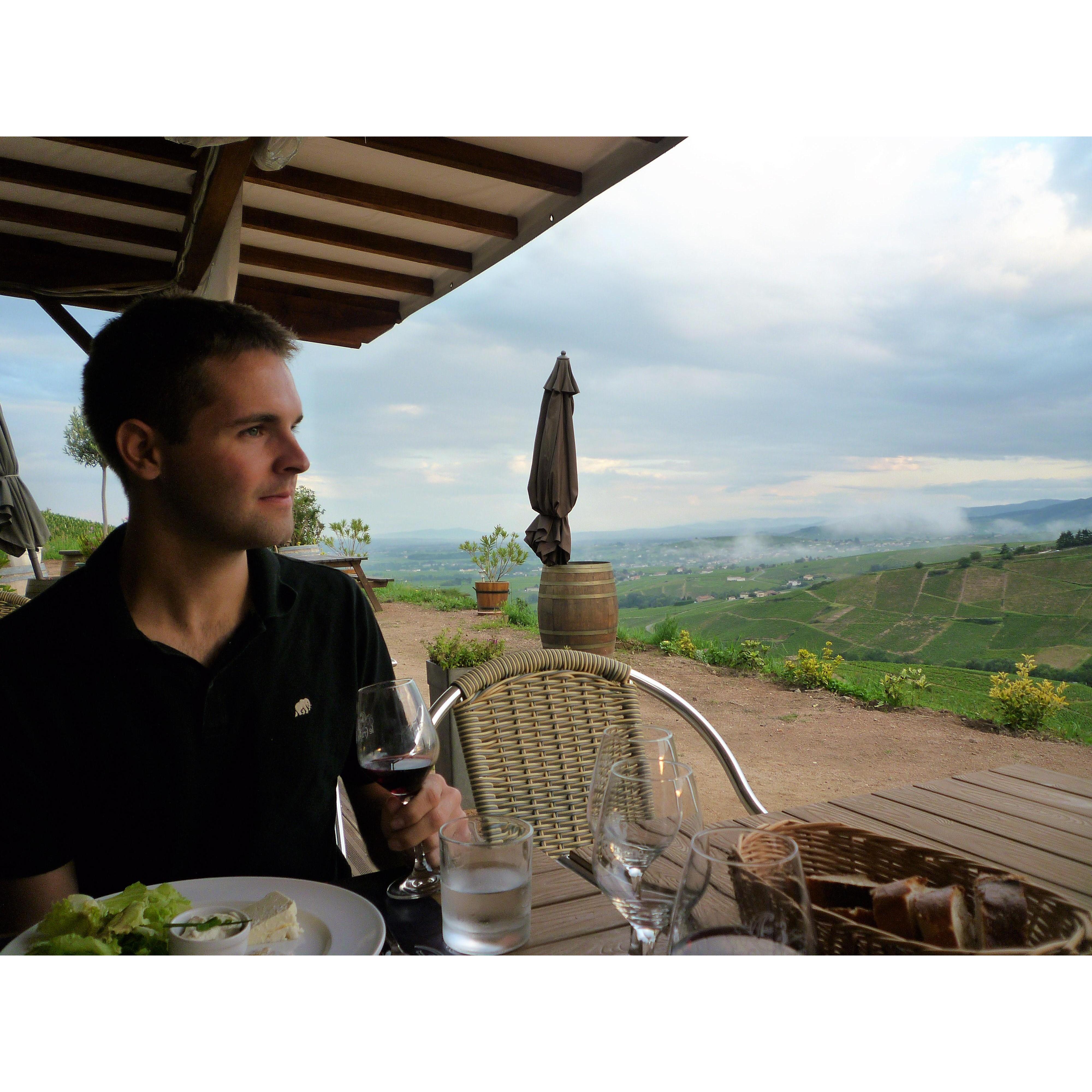 Chris looking regal in Fleurie, France. August 2014.