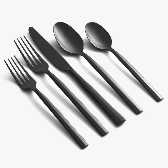 Aero Tumbled Flatware, Set of 20 - Brushed Gunmetal