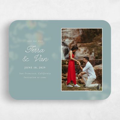 Blue Rounded Wedding Save the Date - Ola Photo
