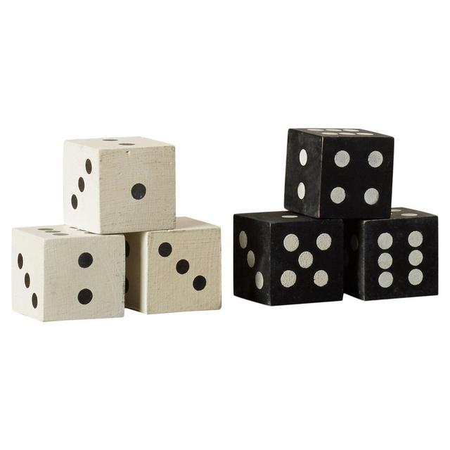 Slusser Decorative Square Hand Carved Mango Wood Dice