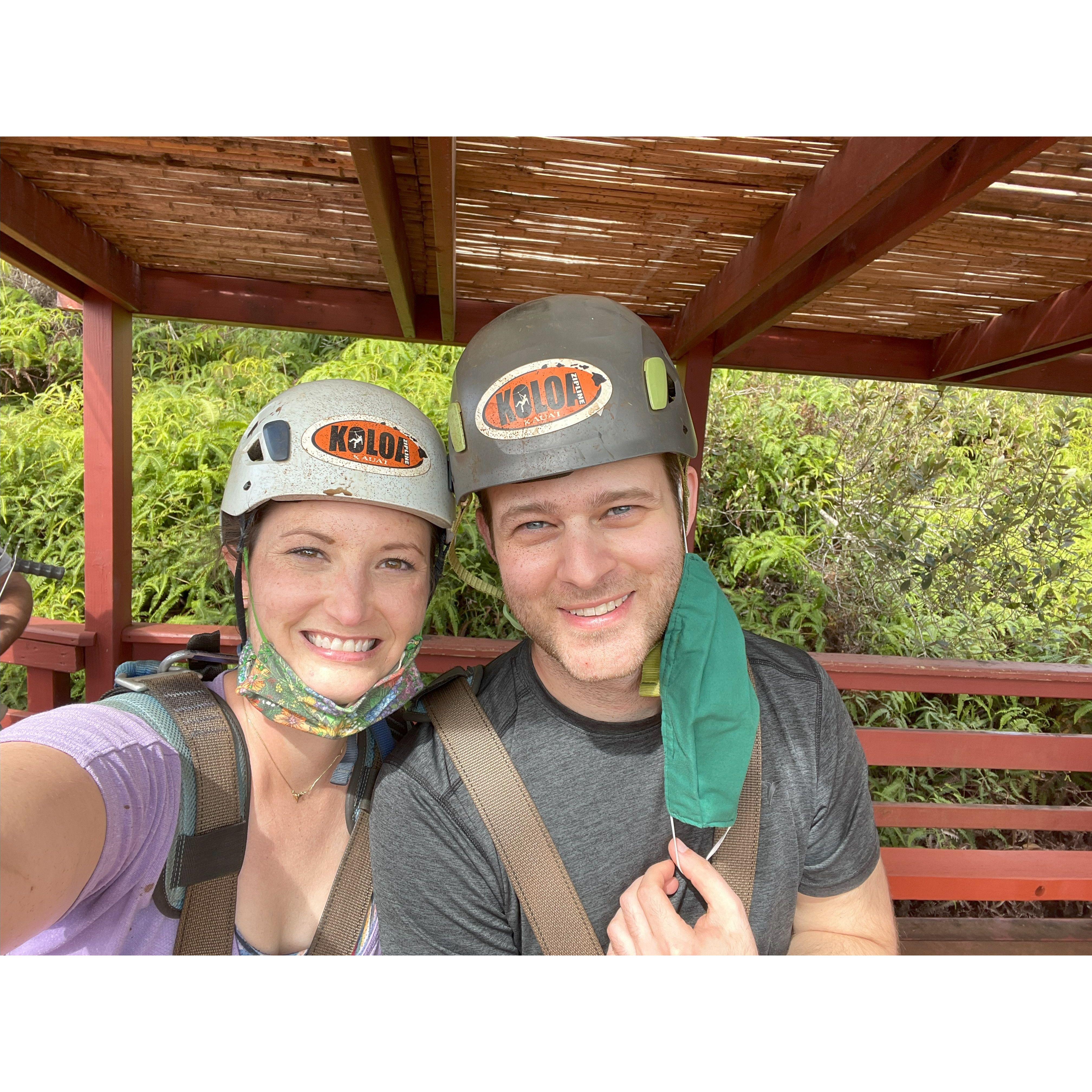 Zip-lining on Kauai, Hawaii. November 2021.