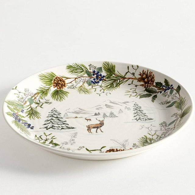 Winter Stag Stoneware Serving Platter - Multi