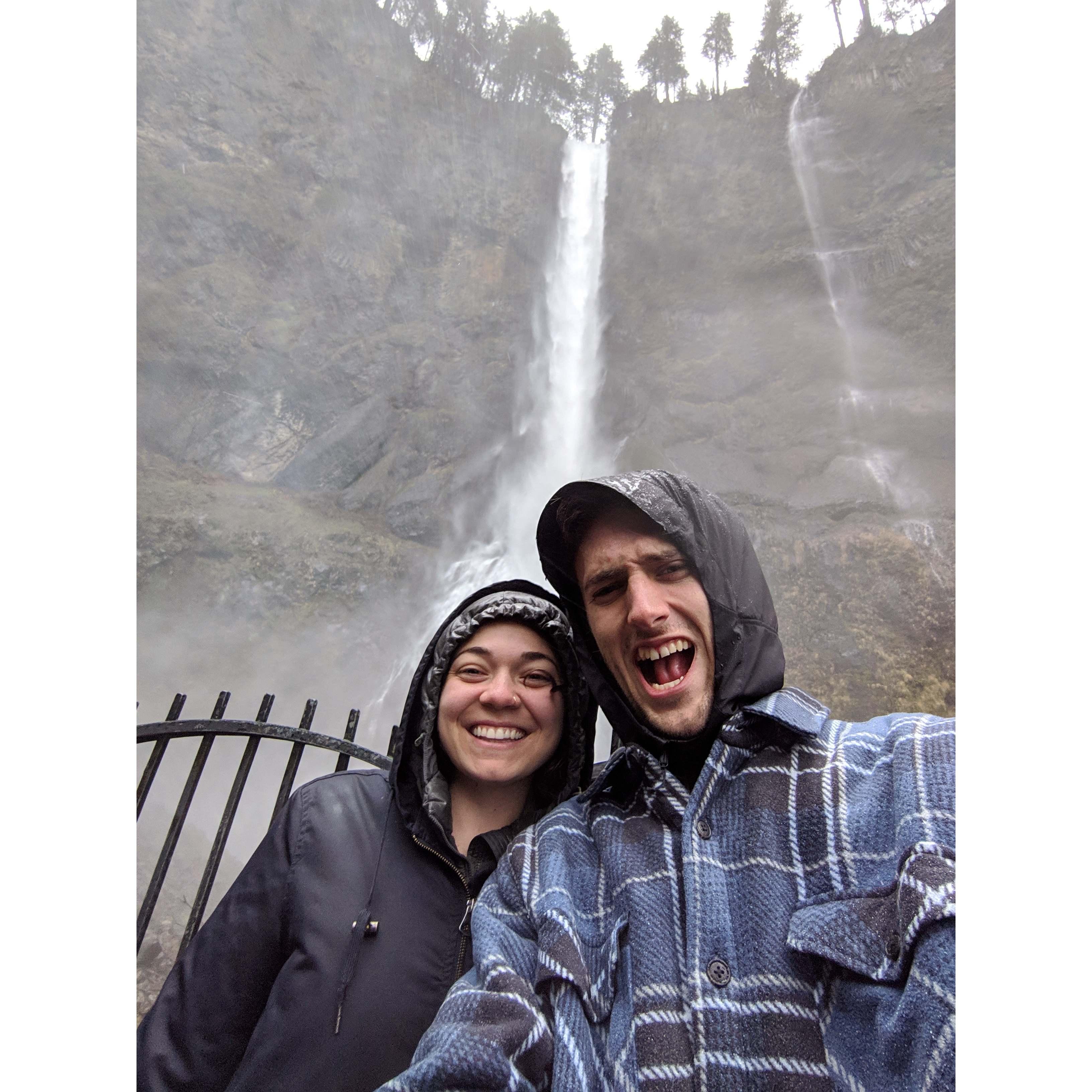 A stop by Multnomah Falls on our way up to Canada!