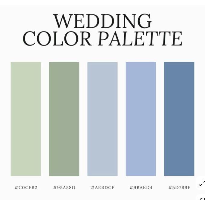 Sage green + Dusty blue + Silver
