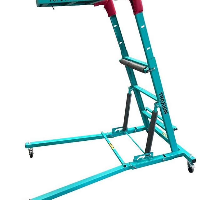 Traxion New Quality Economy Topside Creeper 3-109 Aqua with expanded Metal Steps and Velcro Stomach Pads with Tool Loops