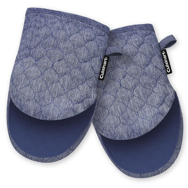Cuisinart Silicone Mini Oven Mitts–5” x 8.5” Heat-Resistant Kitchen Mitts for Oven with Non-Slip 100% Silicone Palm, Cotton Filling, and Hanging Loop–Durable Oven Mitt Set for Cooking & Baking