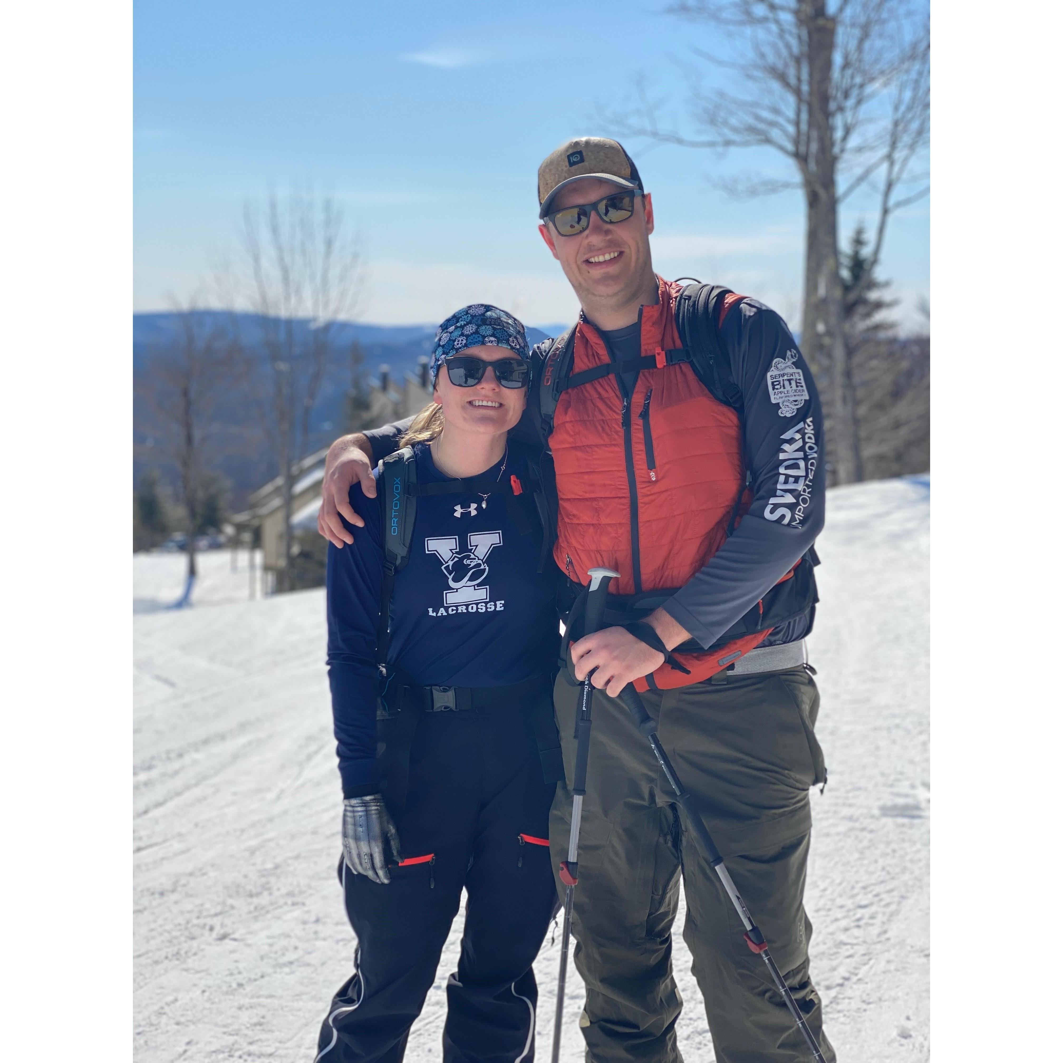 Skinning up Okemo, March 2020