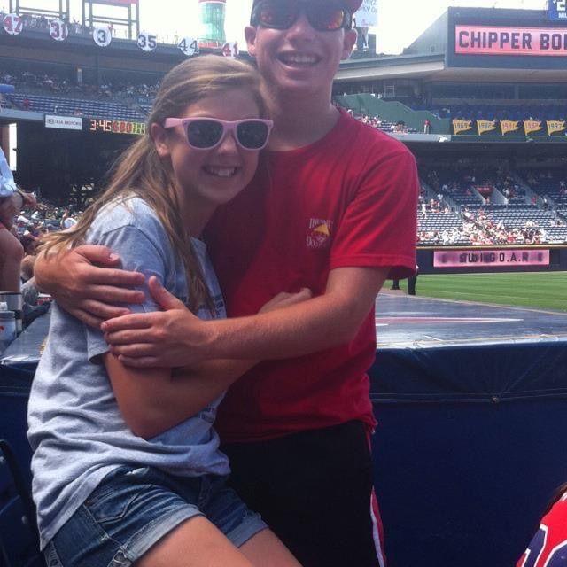 Cheering on the Braves for our 6-month anniversary, 2011.