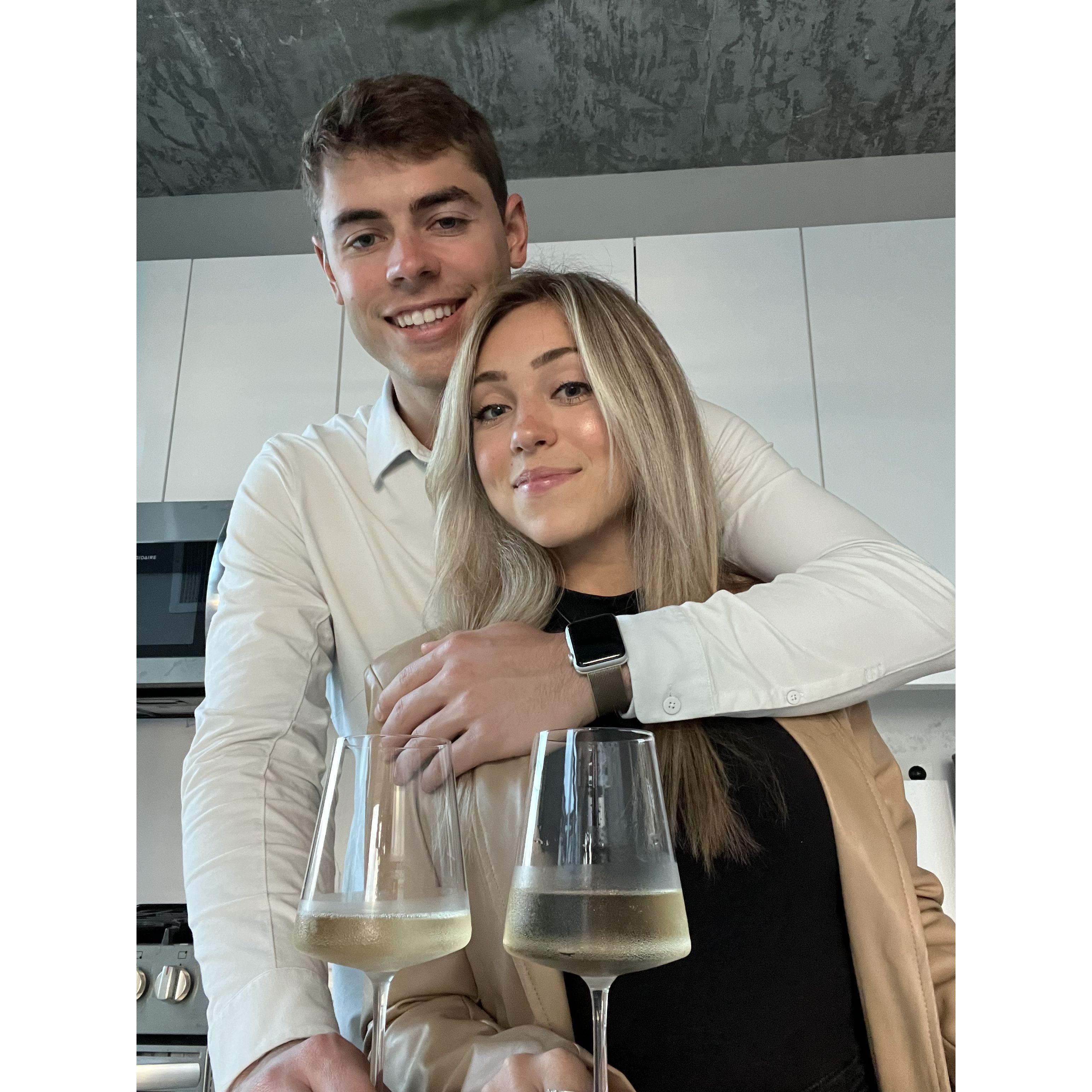 Photo of us in our first apartment together in River North, Chicago. We're adulting! (2021)