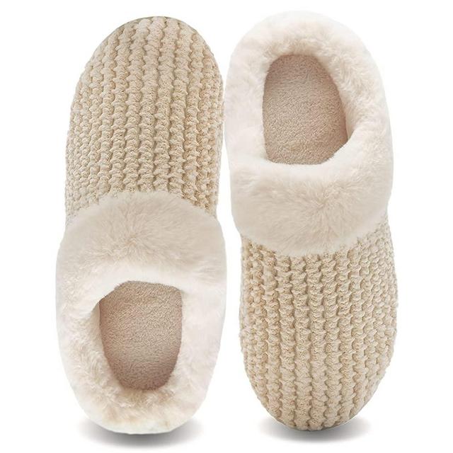 Women's Memory Foam Slippers Comfort Wool-Like Plush Fleece Lined House Shoes for Indoor & Outdoor