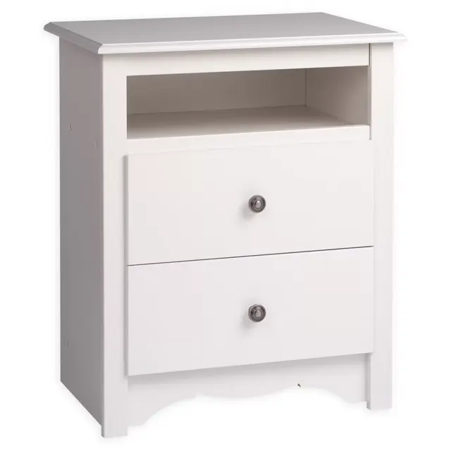 Monterey 2-Drawer Nightstand with Open Shelf in White