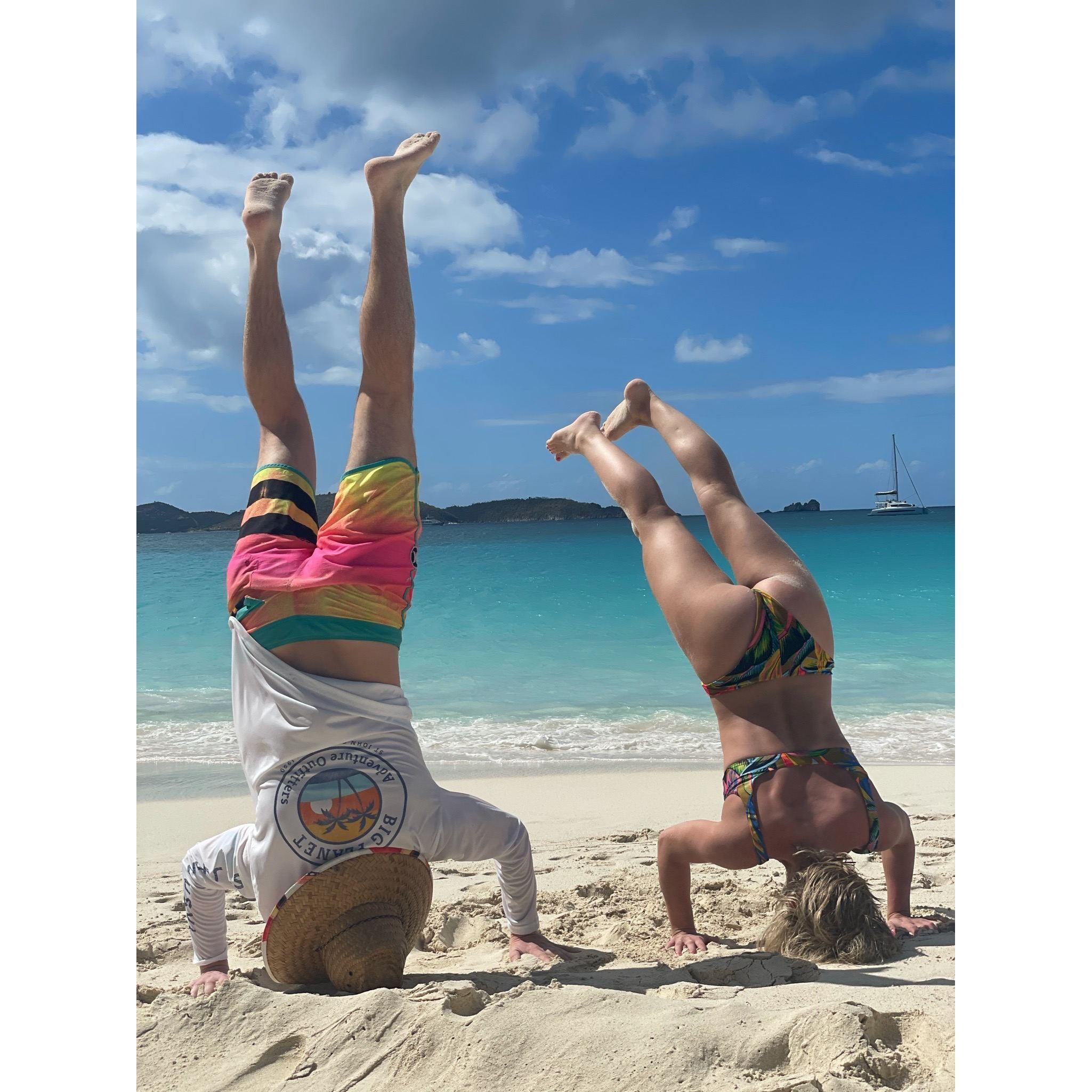 Handstand competition in St. John! - Richie won