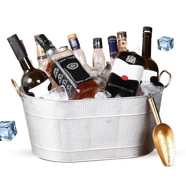 18” Stainless Steel Beverage Tub - 5 Gallon - Gold Handles & Shovel Included - Holds 30 Bottles & Stays Cold for Hours - Use as Wine Bottle Chiller to Beer Bucket Holder - Leak Proof (Gold)