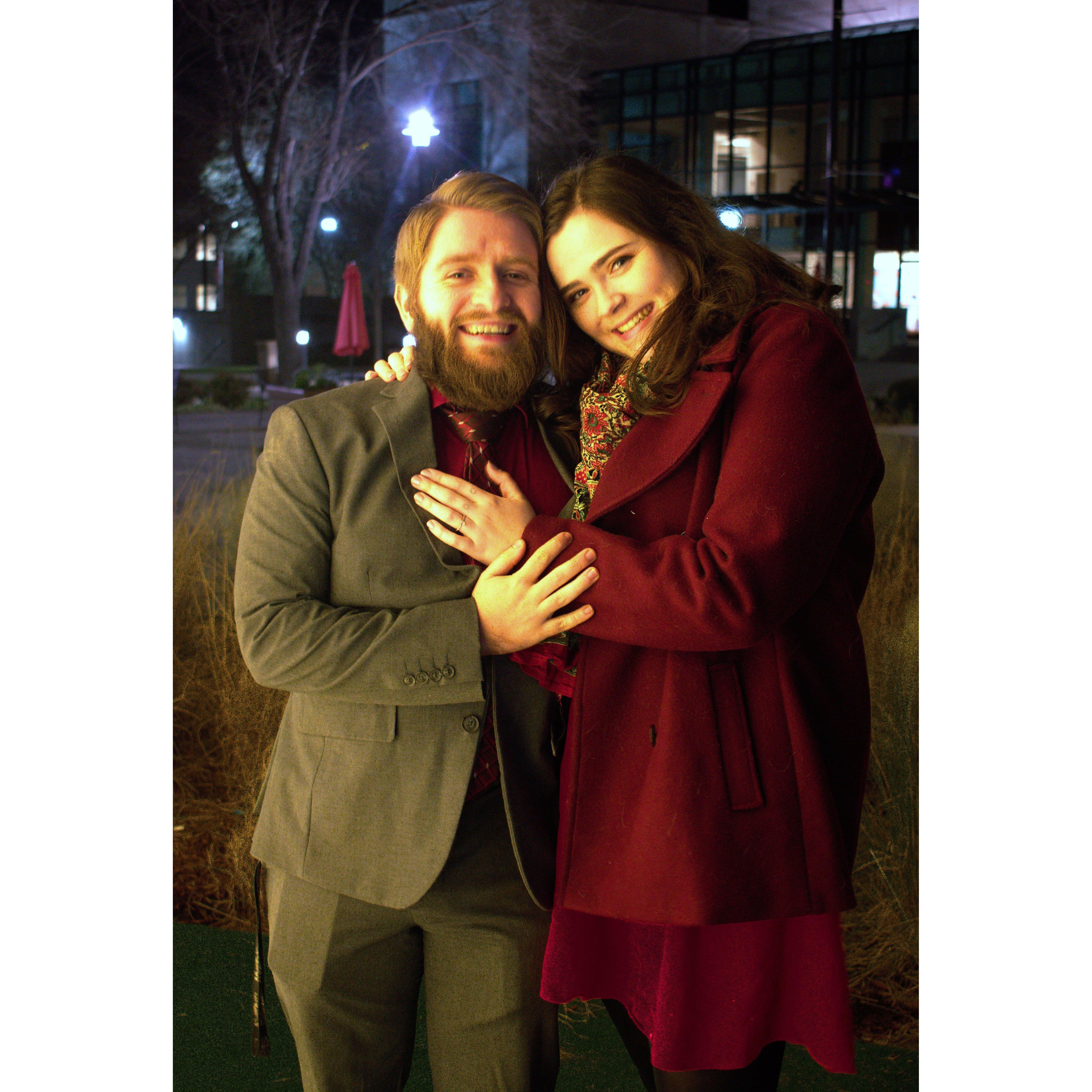 Right after we got engaged on Christmas eve!