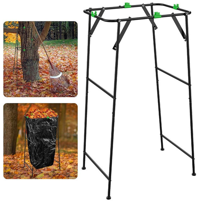 Foldable Trash Bag Holder Stand, Garden Garbage Bag Holder Frame Holds 30-55 Gallon Bags, Portable Leaf Bag Stand for Outdoor Yard Camping Garden Lawn Party Supplies