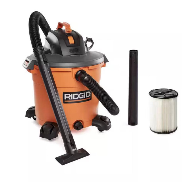 Rigid Shop Vac. https://www.homedepot.com/p/RIDGID-16-Gal-5-0-Peak-HP-NXT-Shop-Vacuum-Wet-Dry-Vac-with-General-Debris-Filter-Locking-Hose-and-Attachments-HD1640-HD1640/316514940
