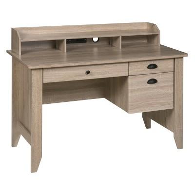 Executive Desk with Hutch USB And Charger Hub Light Oak - OneSpace