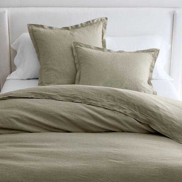 Belgian Flax Linen Double Flange Duvet, Bamboo, King/Cal. King