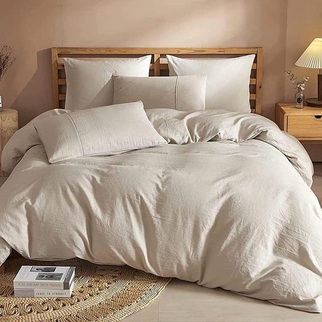 Grassix 100% Linen Duvet Cover Queen Size-Durable French Linen Duvet Cover Ultra Soft Cooling Moisture-Absorbing Duvet Cover Sets-1 Comforter Cover,2 Pillowcases