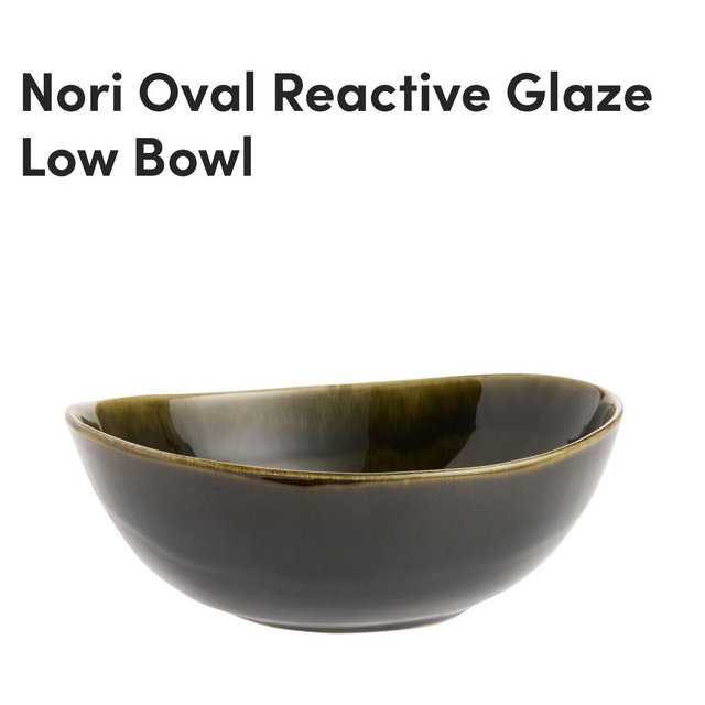 Nori Oval Reactive Glaze Low Bowl - World Market