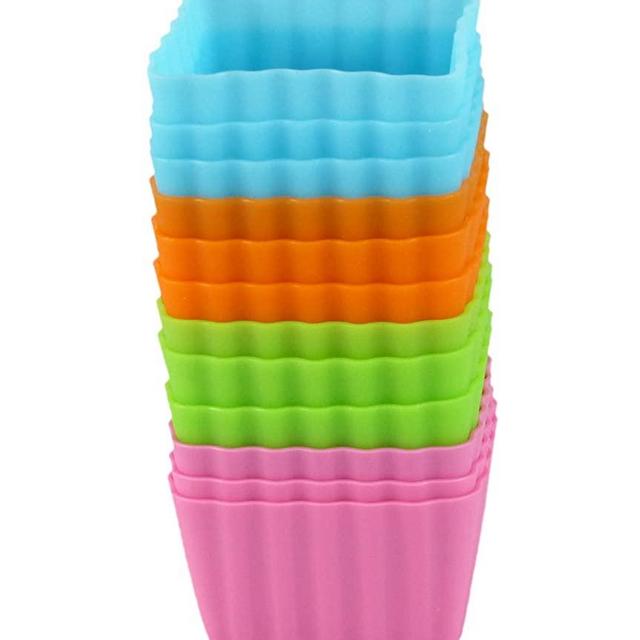 Bakerpan Silicone Mini Cake Holders, Baking Cups, 1.5 Inch Squares, 12 Pack