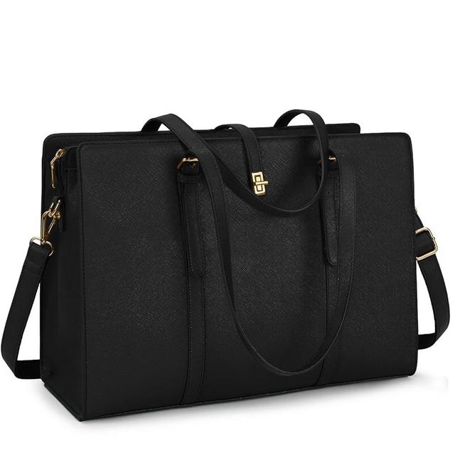 Laptop Bag for Women 15.6 Inch Leather Laptop Tote Bag Waterproof Womens Work Shoulder Bag Professional Computer Briefcase Business Office Bag Large Capacity Fashion Handbag