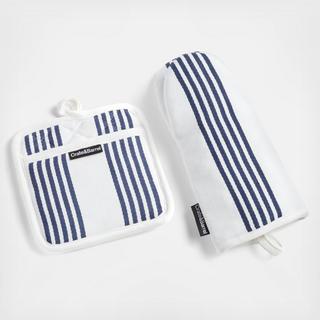 Cuisine Stripe 2-Piece Oven Mitt & Pot Holder Set