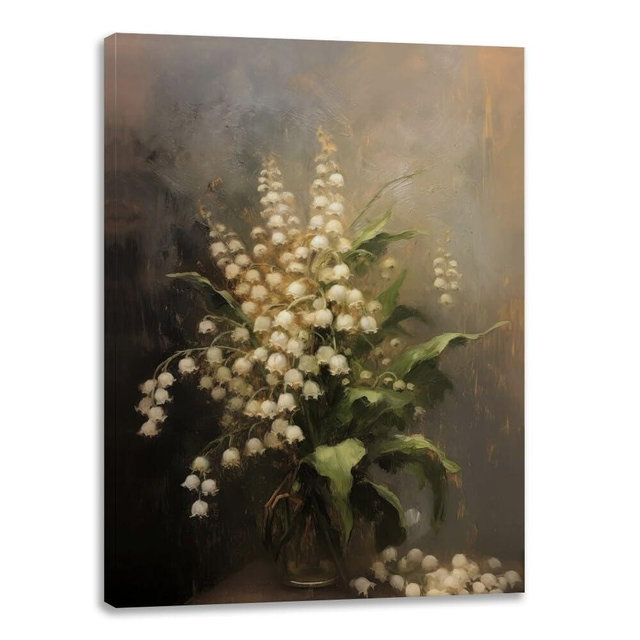Framed Canvas Print Wall Art Vintage Lily of the Valley Oil Painting Poster Framed Artwork Aesthetic walls home decor for Living Room Bathroom Bedroom Wall Art Decor Framed12x18inch